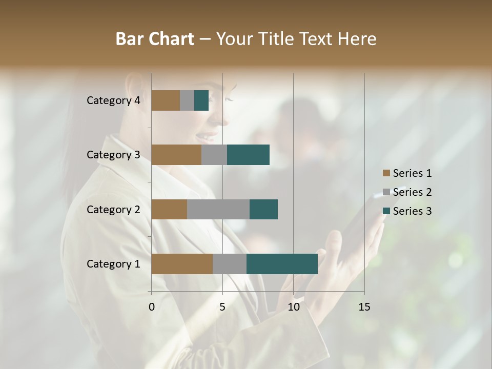 A Woman In A Business Suit Using A Tablet Computer PowerPoint Template