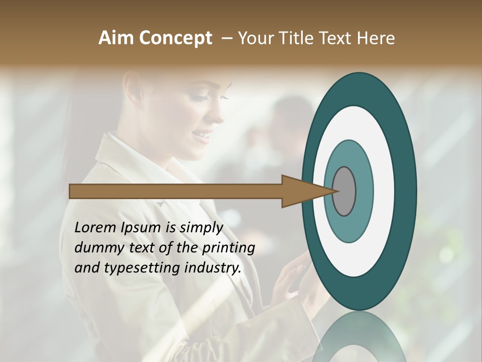 A Woman In A Business Suit Using A Tablet Computer PowerPoint Template