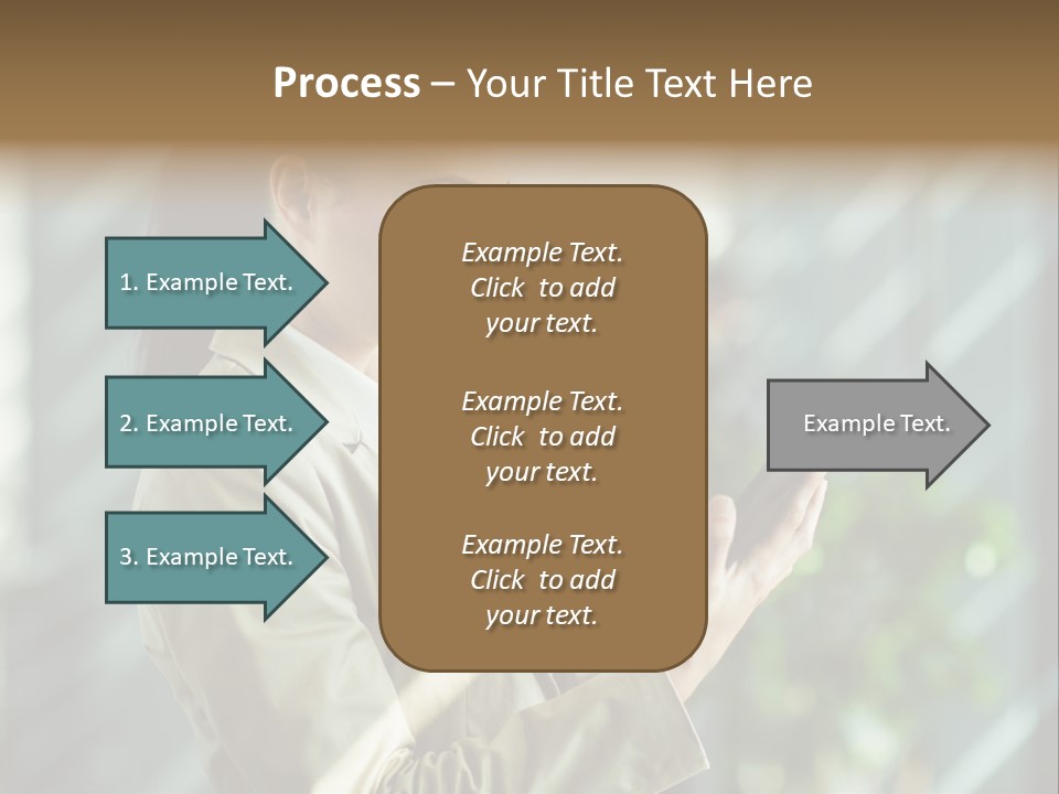 A Woman In A Business Suit Using A Tablet Computer PowerPoint Template
