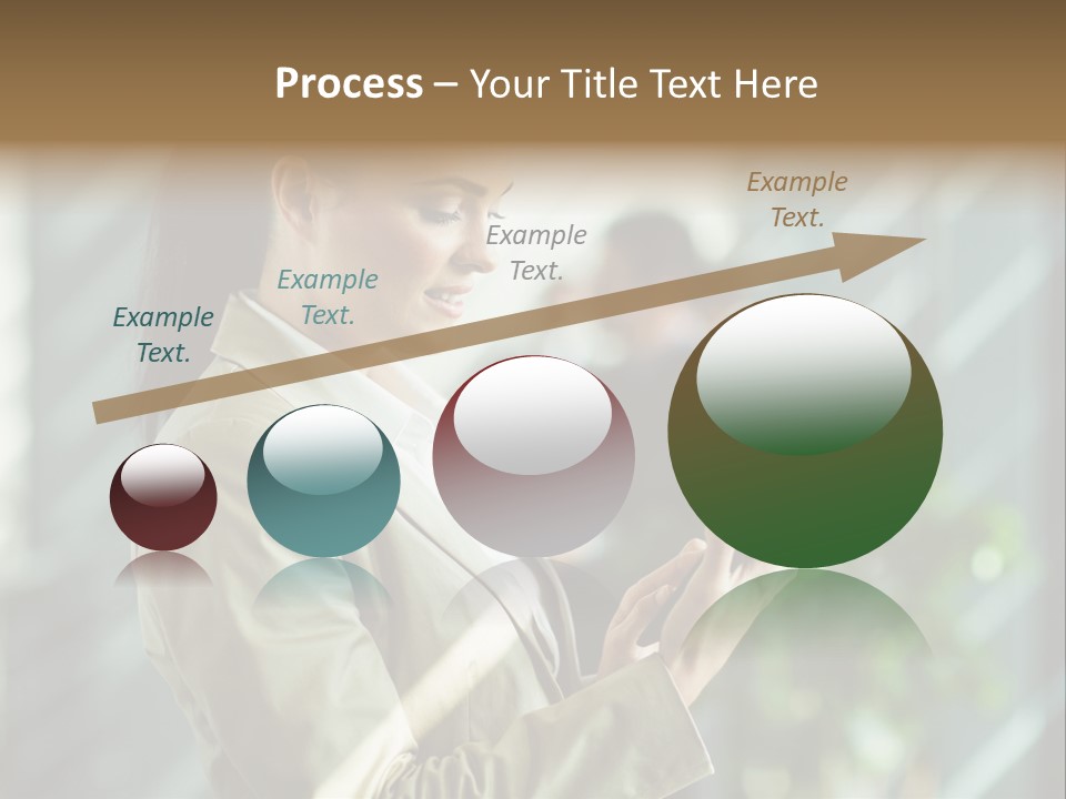 A Woman In A Business Suit Using A Tablet Computer PowerPoint Template