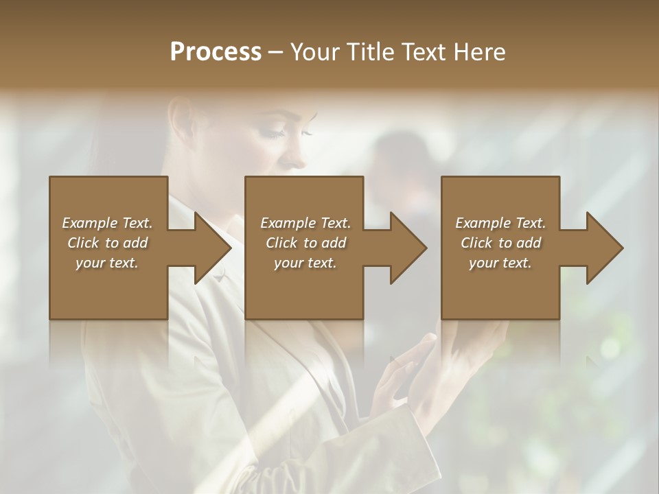 A Woman In A Business Suit Using A Tablet Computer PowerPoint Template