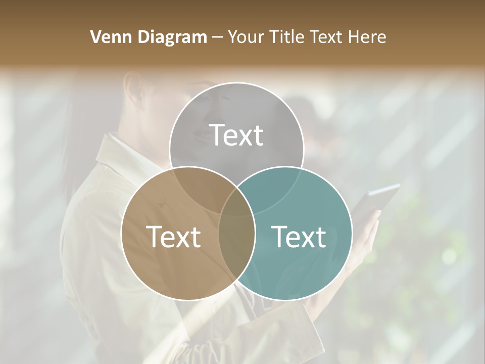 A Woman In A Business Suit Using A Tablet Computer PowerPoint Template