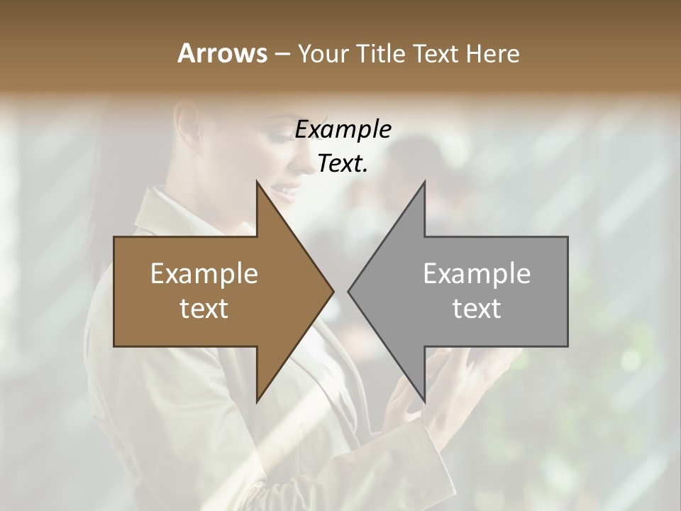 A Woman In A Business Suit Using A Tablet Computer PowerPoint Template