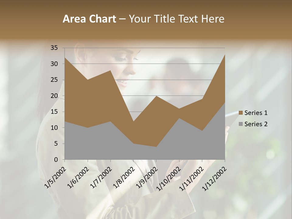 A Woman In A Business Suit Using A Tablet Computer PowerPoint Template