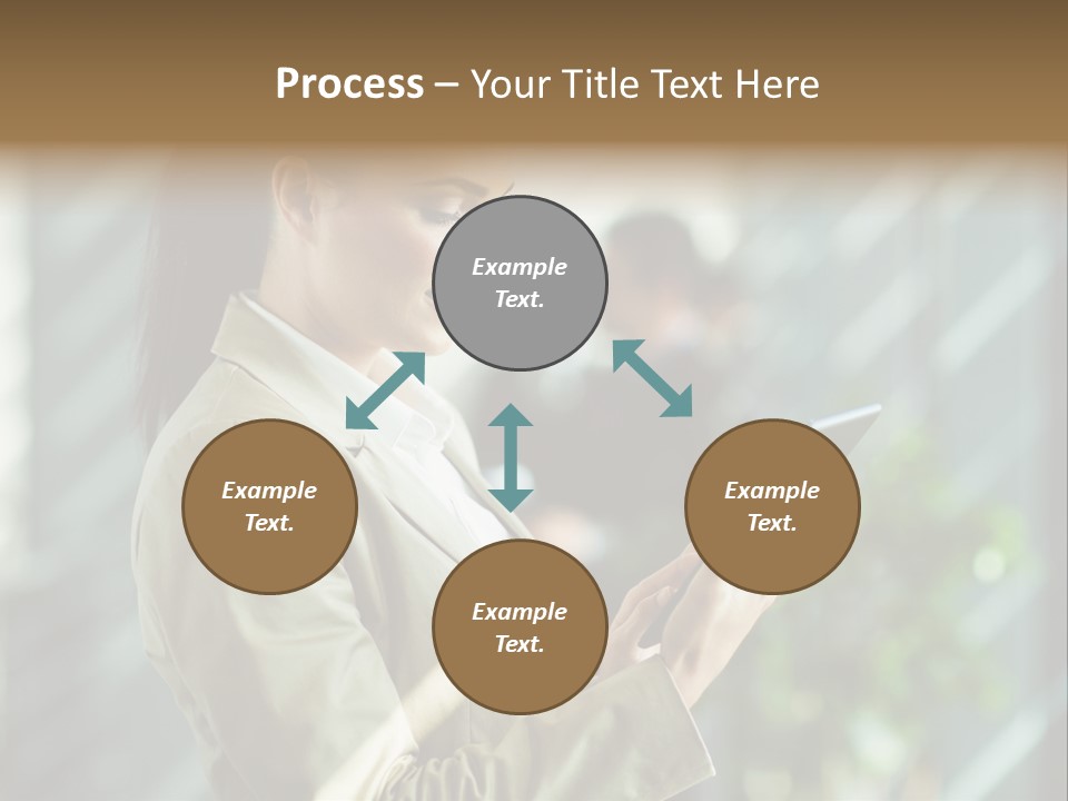 A Woman In A Business Suit Using A Tablet Computer PowerPoint Template