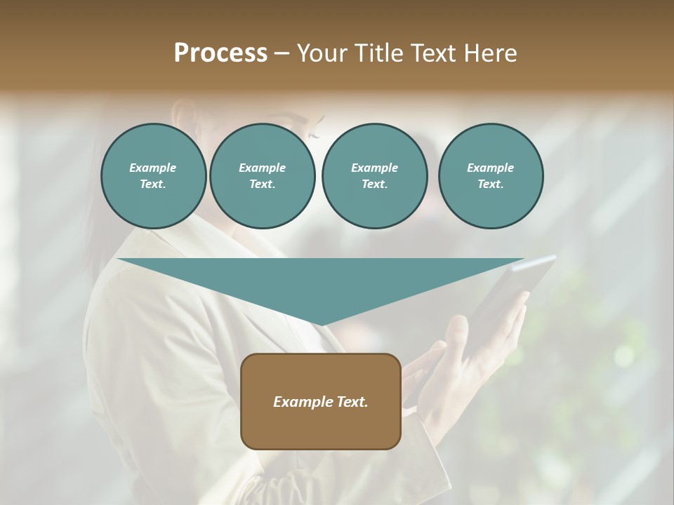 A Woman In A Business Suit Using A Tablet Computer PowerPoint Template