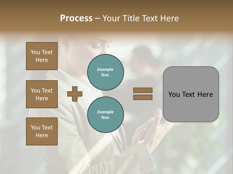 A Woman In A Business Suit Using A Tablet Computer PowerPoint Template