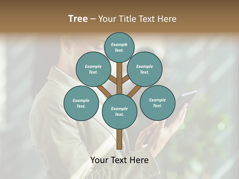 A Woman In A Business Suit Using A Tablet Computer PowerPoint Template