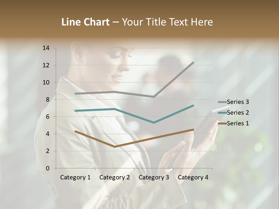 A Woman In A Business Suit Using A Tablet Computer PowerPoint Template