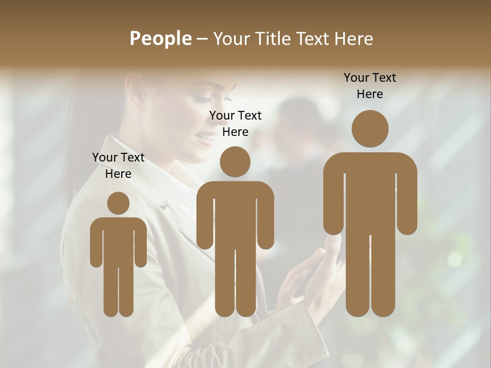 A Woman In A Business Suit Using A Tablet Computer PowerPoint Template