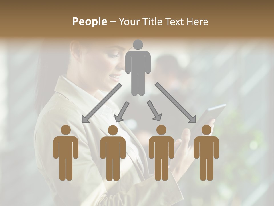 A Woman In A Business Suit Using A Tablet Computer PowerPoint Template