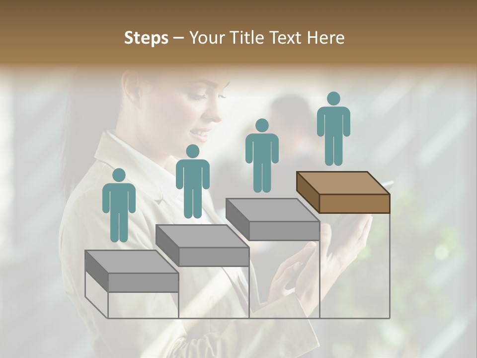 A Woman In A Business Suit Using A Tablet Computer PowerPoint Template