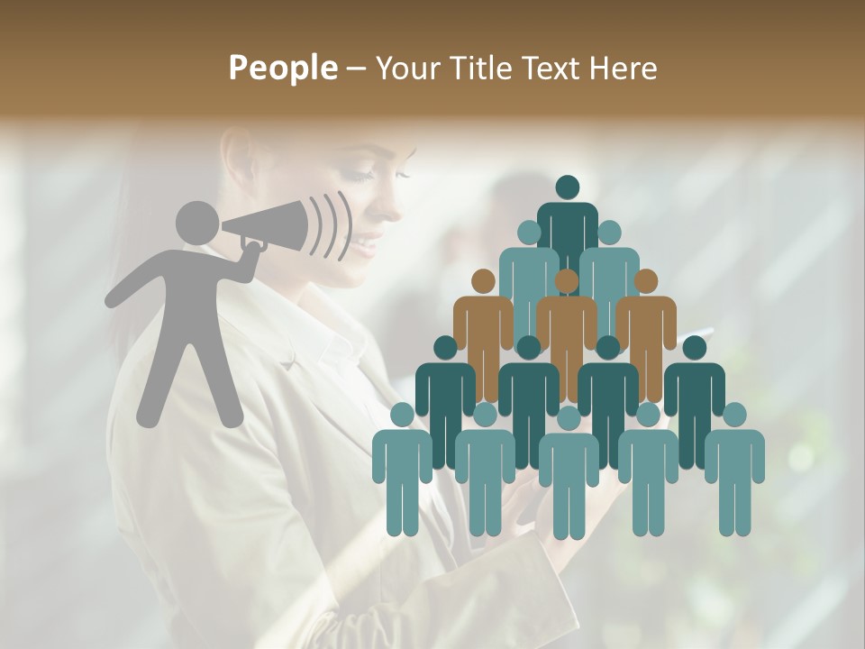 A Woman In A Business Suit Using A Tablet Computer PowerPoint Template