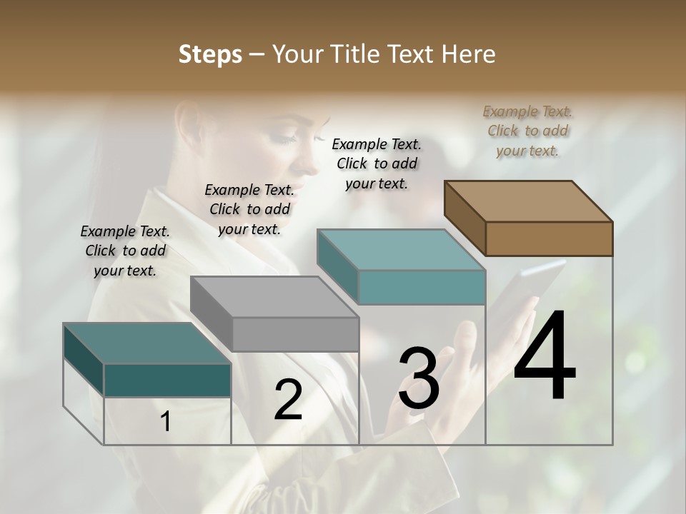 A Woman In A Business Suit Using A Tablet Computer PowerPoint Template