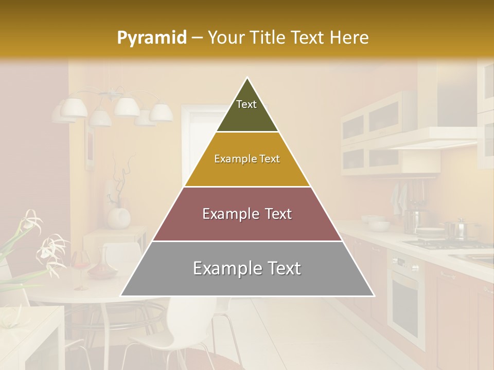 A Yellow And White Kitchen With A Table And Chairs PowerPoint Template