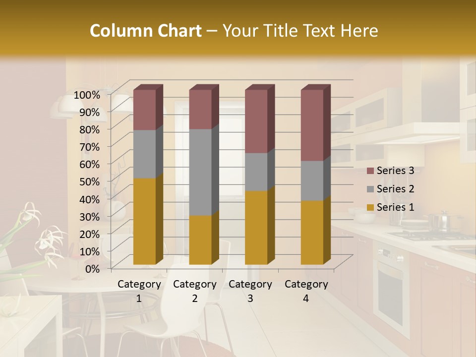 A Yellow And White Kitchen With A Table And Chairs PowerPoint Template
