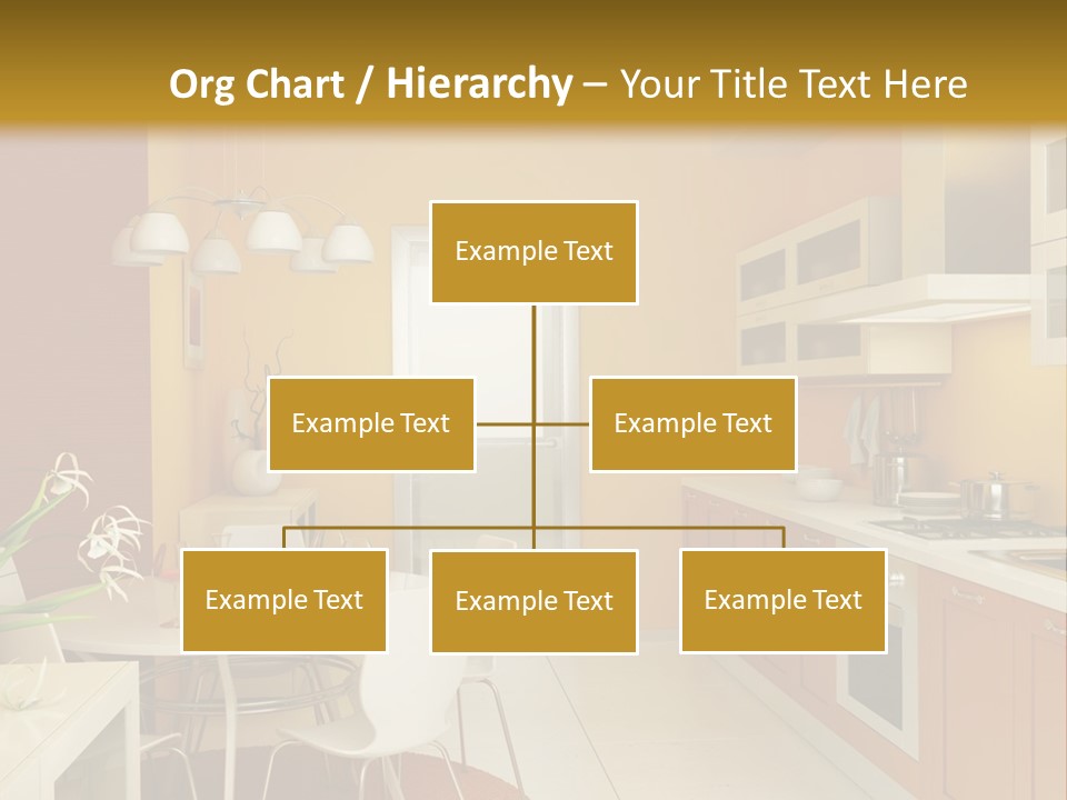 A Yellow And White Kitchen With A Table And Chairs PowerPoint Template