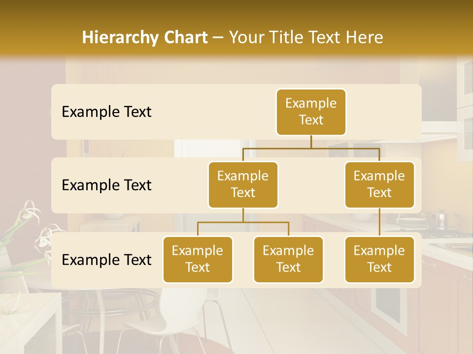 A Yellow And White Kitchen With A Table And Chairs PowerPoint Template