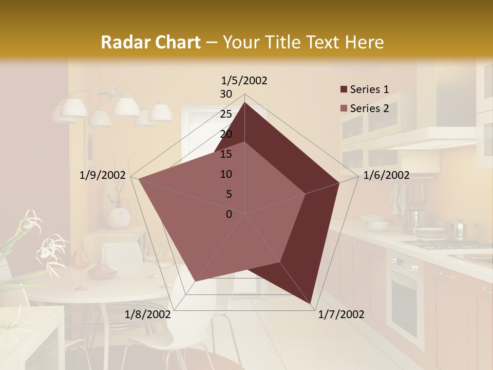 A Yellow And White Kitchen With A Table And Chairs PowerPoint Template