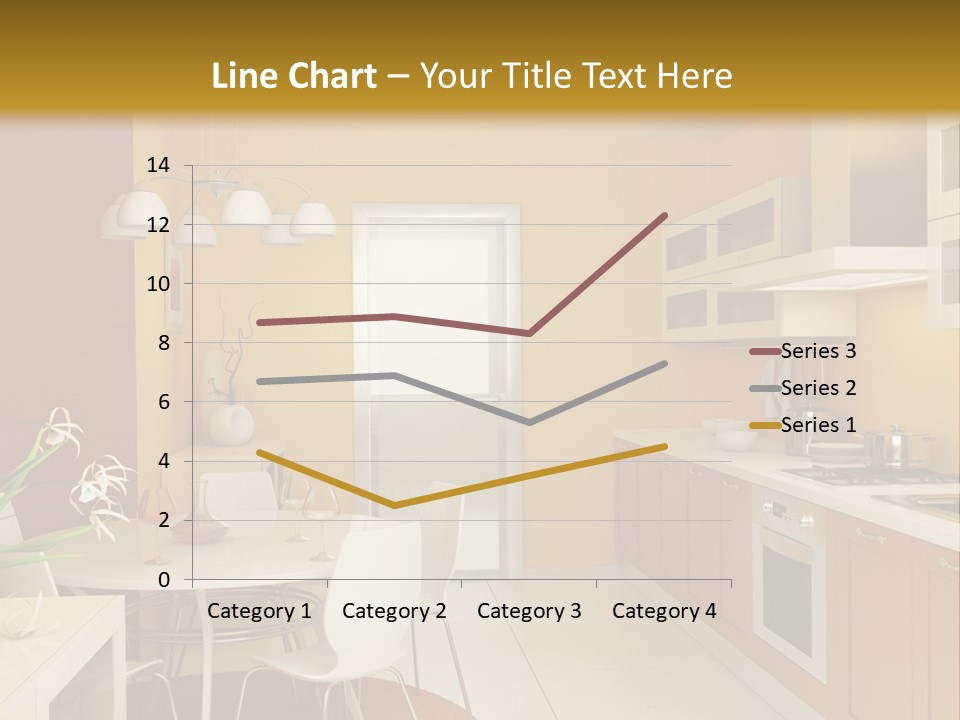 A Yellow And White Kitchen With A Table And Chairs PowerPoint Template