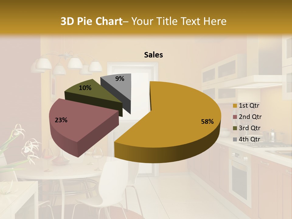 A Yellow And White Kitchen With A Table And Chairs PowerPoint Template