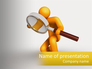 A Person Holding A Magnifying Glass With A Yellow Background PowerPoint Template