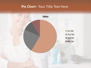 A Woman In A White Shirt Is Standing With Her Arms Crossed PowerPoint Template