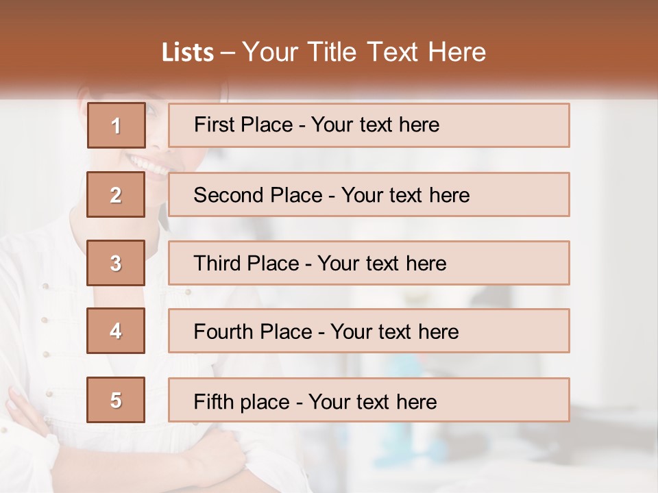 A Woman In A White Shirt Is Standing With Her Arms Crossed PowerPoint Template