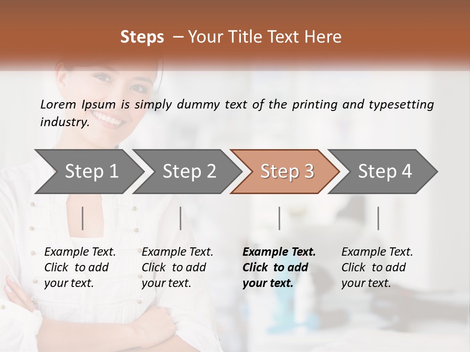 A Woman In A White Shirt Is Standing With Her Arms Crossed PowerPoint Template