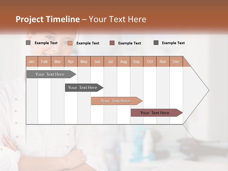 A Woman In A White Shirt Is Standing With Her Arms Crossed PowerPoint Template