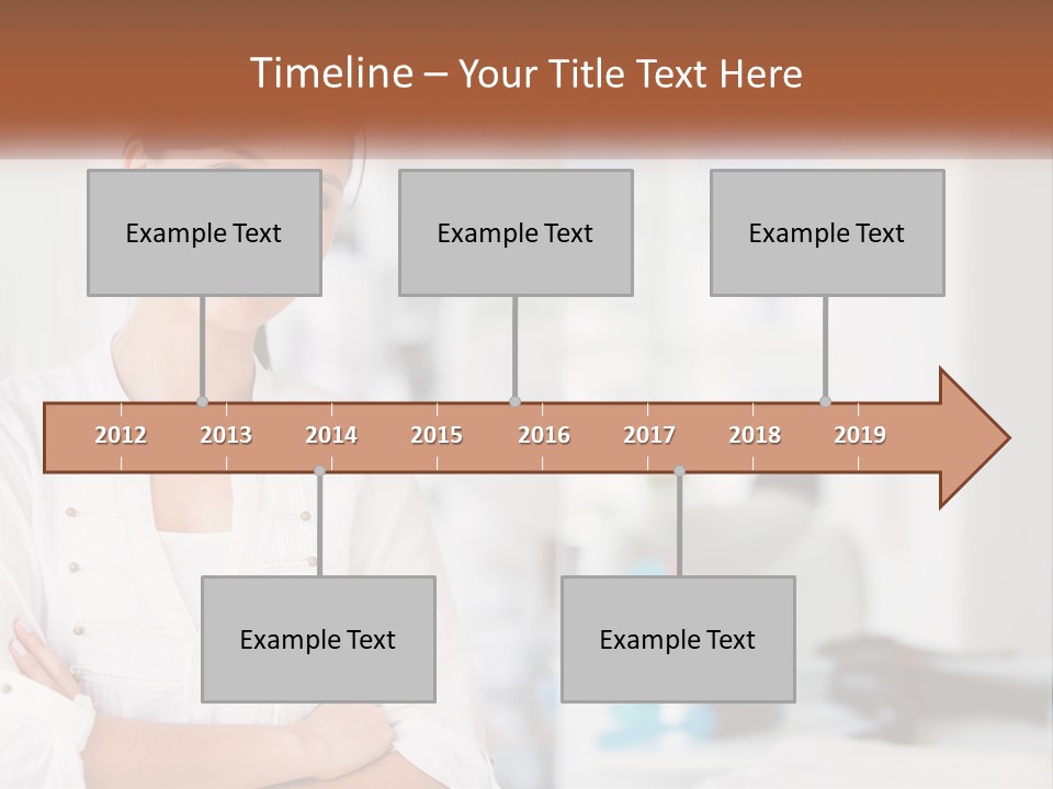 A Woman In A White Shirt Is Standing With Her Arms Crossed PowerPoint Template