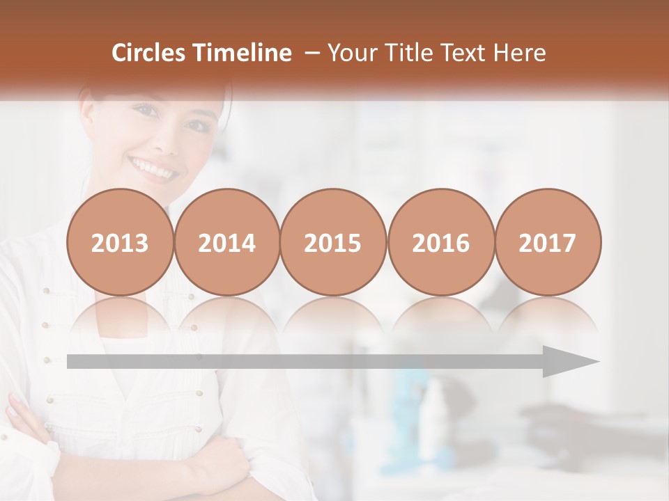 A Woman In A White Shirt Is Standing With Her Arms Crossed PowerPoint Template