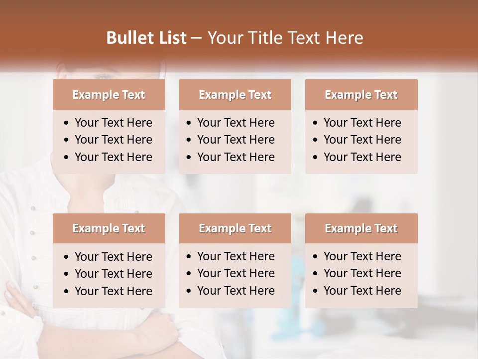 A Woman In A White Shirt Is Standing With Her Arms Crossed PowerPoint Template