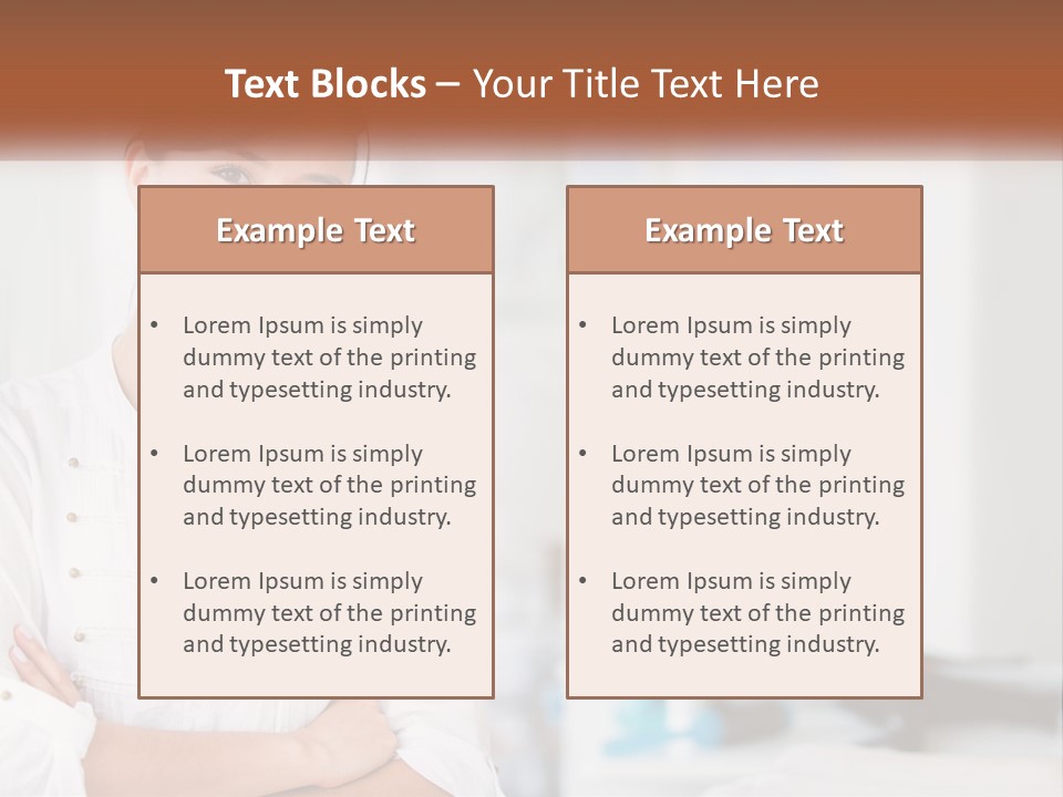 A Woman In A White Shirt Is Standing With Her Arms Crossed PowerPoint Template