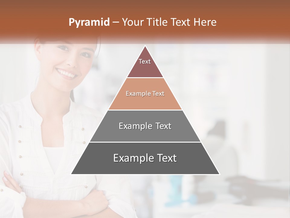 A Woman In A White Shirt Is Standing With Her Arms Crossed PowerPoint Template