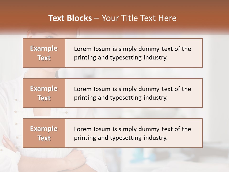 A Woman In A White Shirt Is Standing With Her Arms Crossed PowerPoint Template