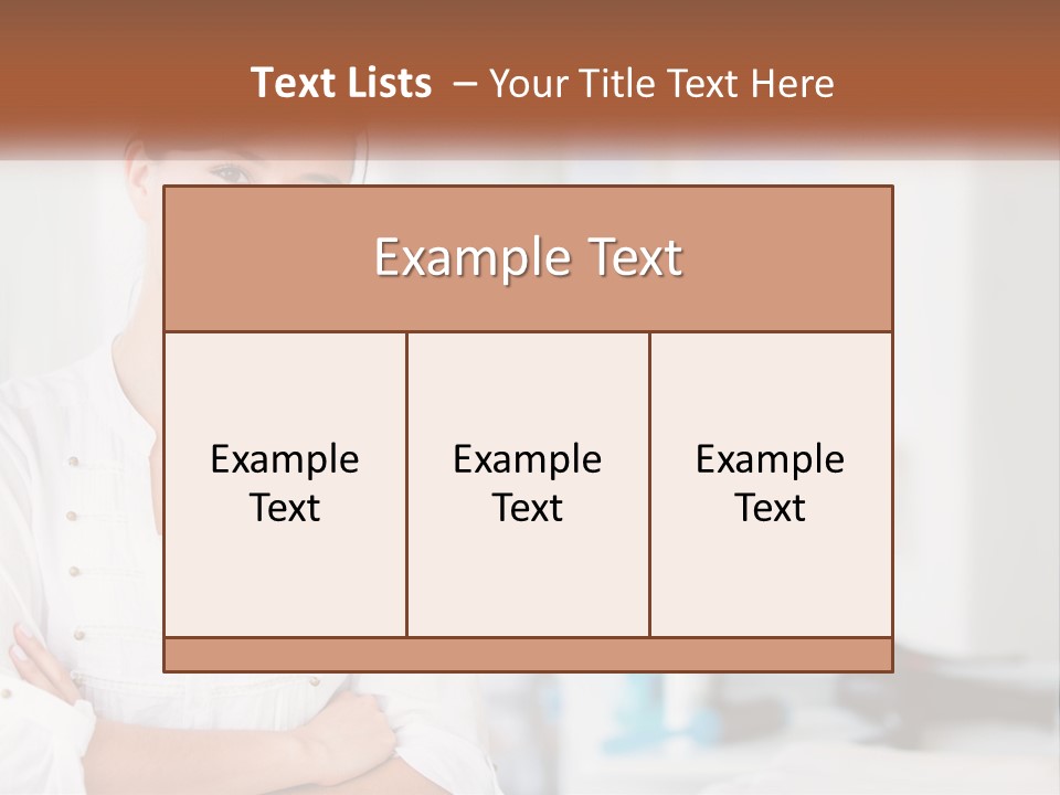 A Woman In A White Shirt Is Standing With Her Arms Crossed PowerPoint Template