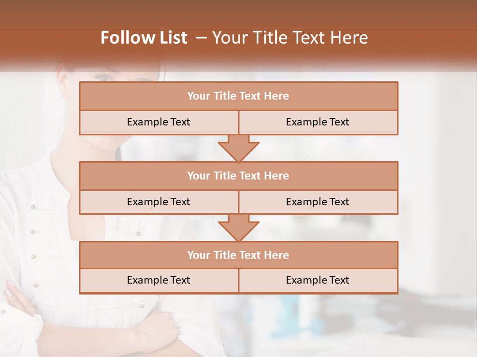 A Woman In A White Shirt Is Standing With Her Arms Crossed PowerPoint Template