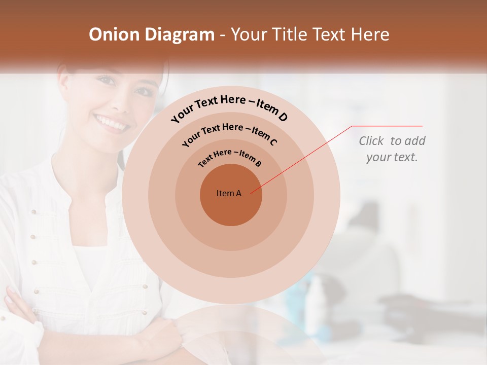 A Woman In A White Shirt Is Standing With Her Arms Crossed PowerPoint Template