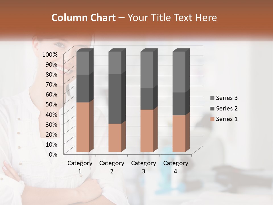 A Woman In A White Shirt Is Standing With Her Arms Crossed PowerPoint Template