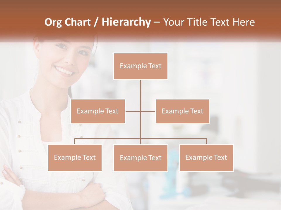 A Woman In A White Shirt Is Standing With Her Arms Crossed PowerPoint Template