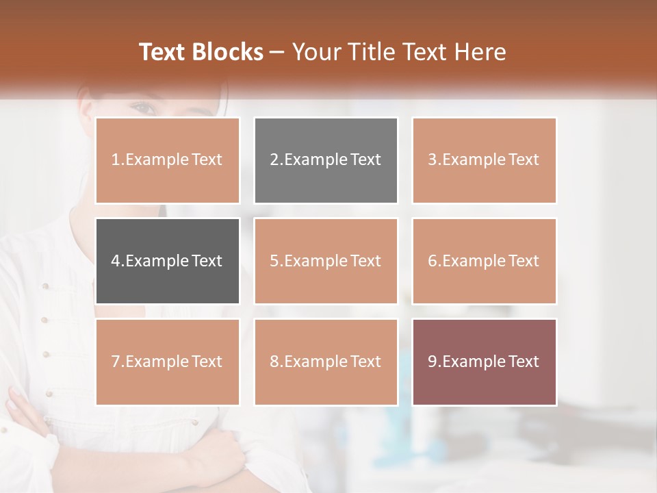 A Woman In A White Shirt Is Standing With Her Arms Crossed PowerPoint Template