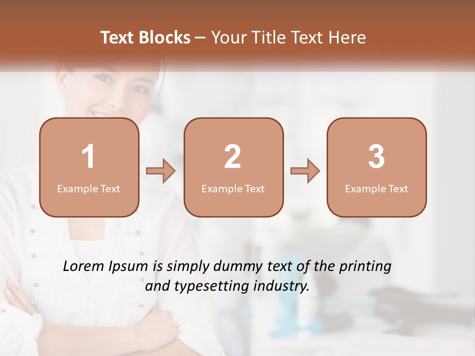 A Woman In A White Shirt Is Standing With Her Arms Crossed PowerPoint Template