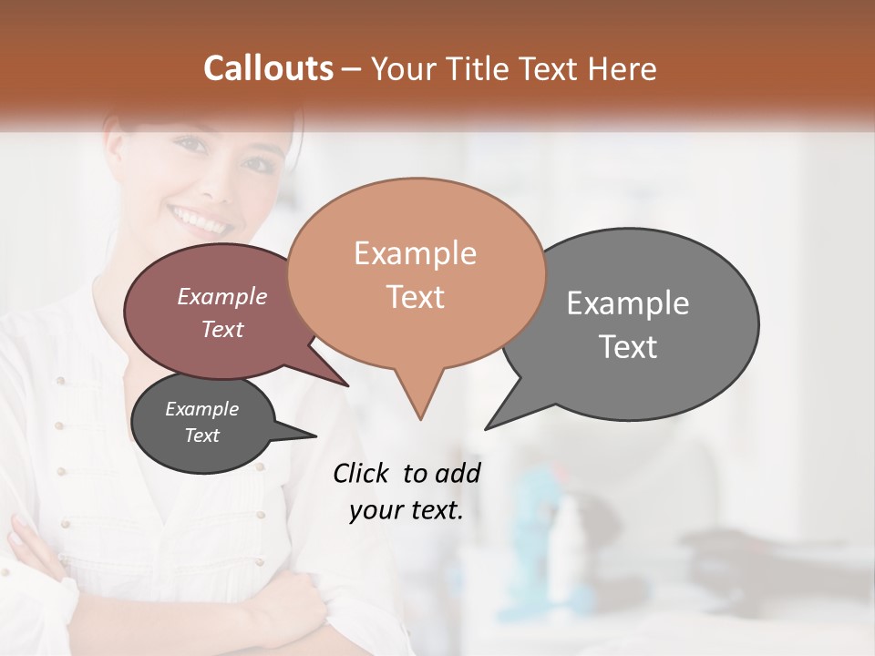 A Woman In A White Shirt Is Standing With Her Arms Crossed PowerPoint Template