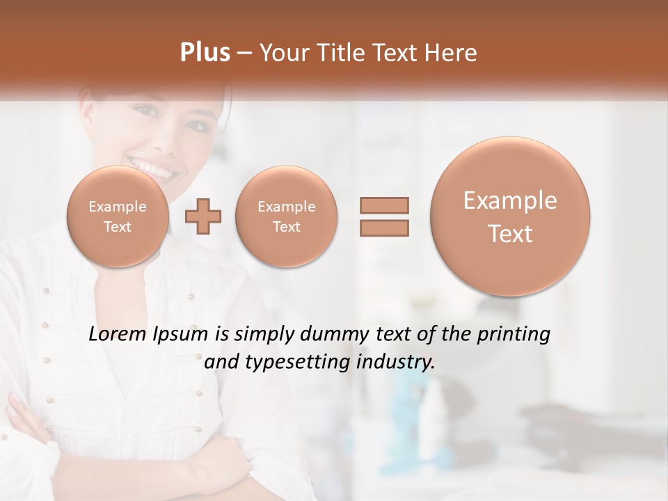 A Woman In A White Shirt Is Standing With Her Arms Crossed PowerPoint Template