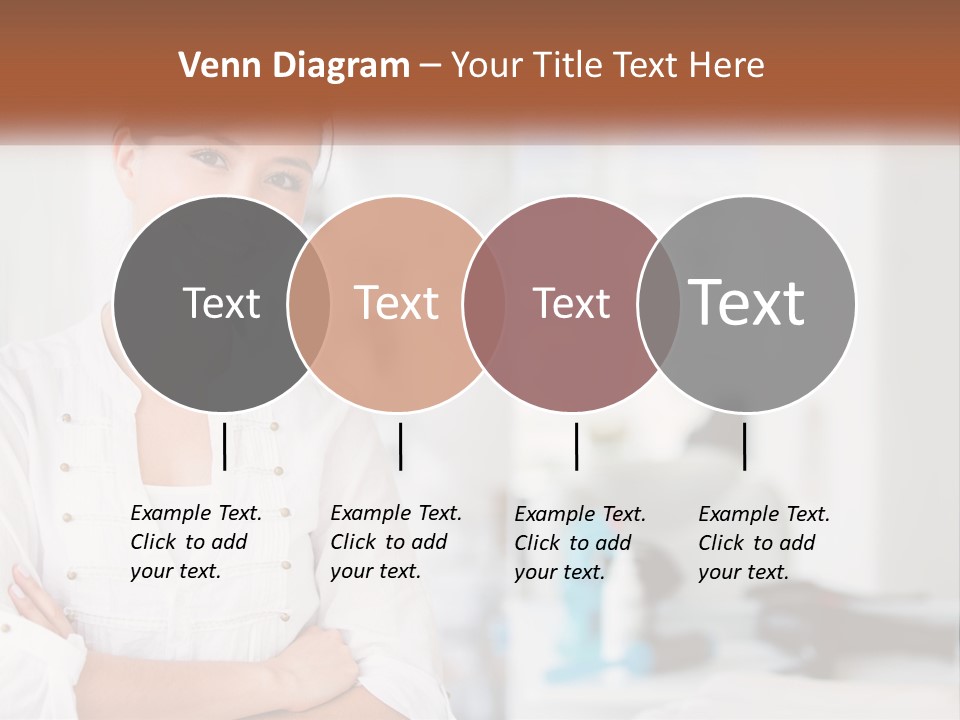 A Woman In A White Shirt Is Standing With Her Arms Crossed PowerPoint Template