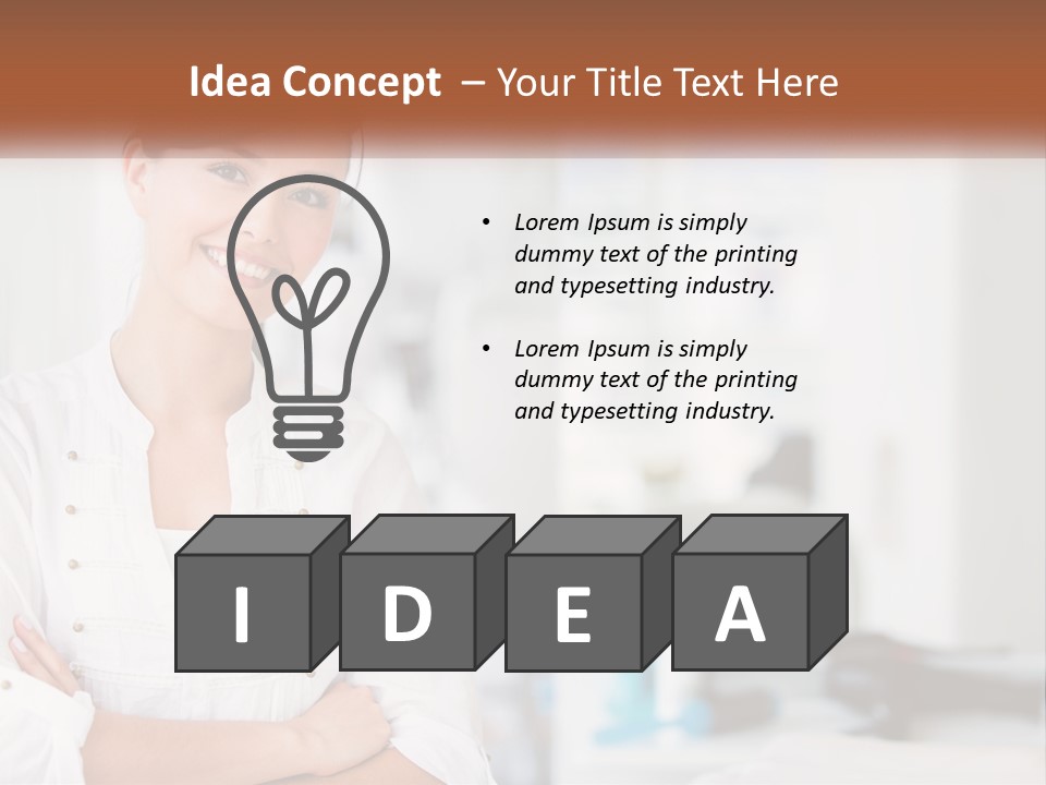 A Woman In A White Shirt Is Standing With Her Arms Crossed PowerPoint Template