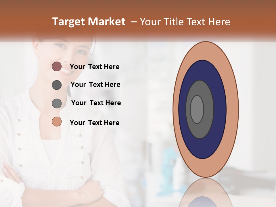 A Woman In A White Shirt Is Standing With Her Arms Crossed PowerPoint Template