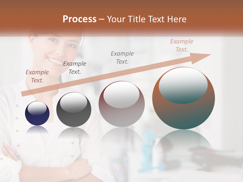A Woman In A White Shirt Is Standing With Her Arms Crossed PowerPoint Template