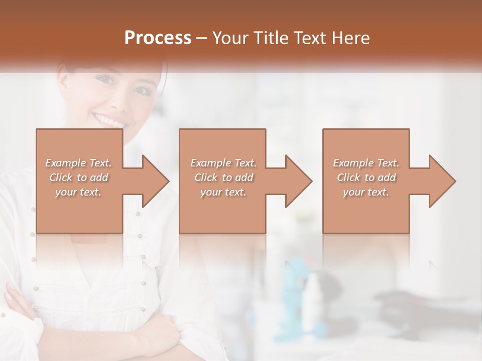 A Woman In A White Shirt Is Standing With Her Arms Crossed PowerPoint Template